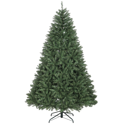 HOMCOM Künstlicher Weihnachtsbaum 210 cm mit Zweiseitig Öffnenden Zweigen und Faltbarem Metallständer, Grün
