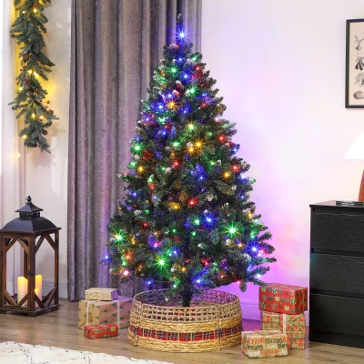 HOMCOM Sapin de Noël 180cm LED 9 Modes Neige Artificielle Vert