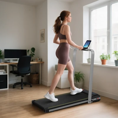 SPORTNOW Folding Treadmill 2-in-1 LED 2.0HP Silver Tone