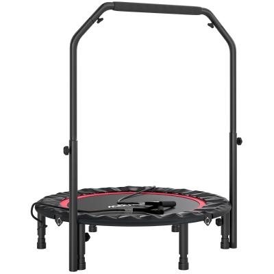 SPORTNOW Cama Elástica Plegable Ø102 cm con Mango Ajustable Marco de Acero para Entrenamiento Piernas Cuerpo Rojo y Negro