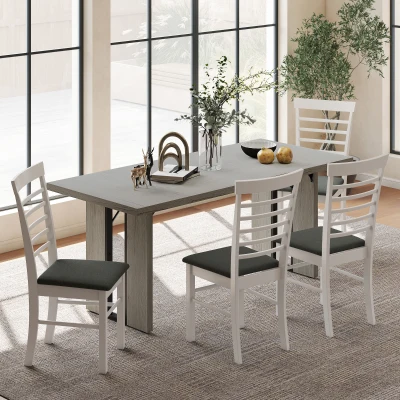 HOMCOM Tavolo da Pranzo Industriale per 8 Persone max Grigio