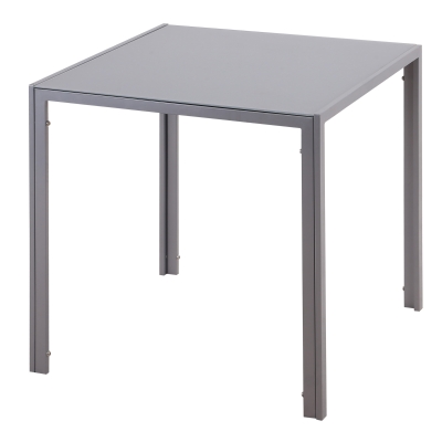 HOMCOM Table Carrée Cuisine Verre Compact Gris