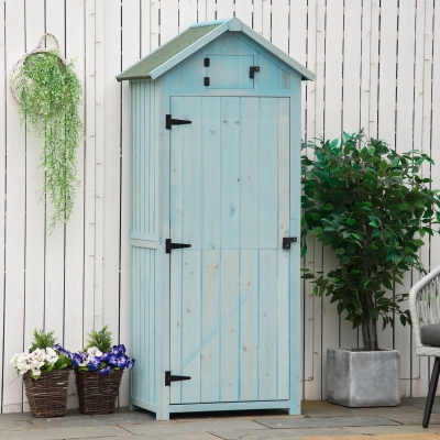 Outsunny Vertical Garden Shed Storage Unit Blue 77x54.2cm