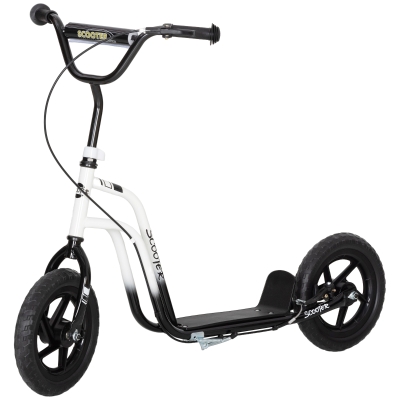 HOMCOM Trottinette Enfant Guidon Réglable Frein Blanc Noir