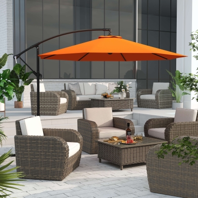 Outsunny 3m Cantilever Parasol Orange with Crank Handle