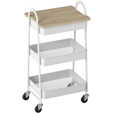 HOMCOM Chariot Cuisine 3 Niveaux 45x32x79cm Chêne
