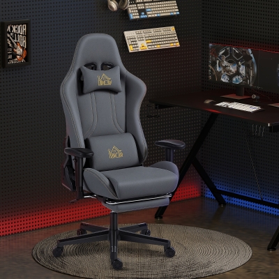 HOMCOM Sedia da Gaming Ergonomica con Braccioli Regolabili, 76x72x132 cm, Grigia