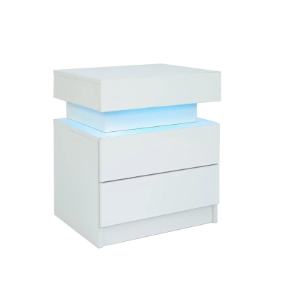 Multi-Functional LED Nightstand with Adjustable Lights, White