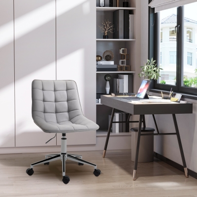 Vinsetto Armless Office Chair, Computer Desk Chair with Adjustable Height, Swivel Wheels, Light Grey