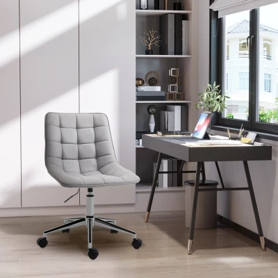 Vinsetto Armless Office Chair, Computer Desk Chair with Adjustable Height, Swivel Wheels, Light Grey