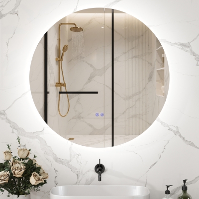 kleankin Miroir LED Rond Salle Bain 60cm Gris
