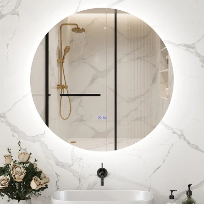 kleankin Miroir LED Rond Salle Bain 60cm Gris