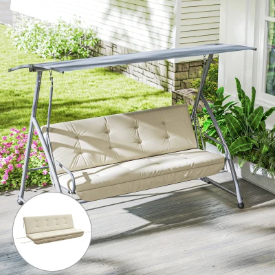 Outsunny Auflagen-Set für Hollywoodschaukel 170 cm Stuhlkissen Schaukelauflage Sitzkissen Gartenschaukel Gartenpolster Rückenkissen Seitenkissen Beige