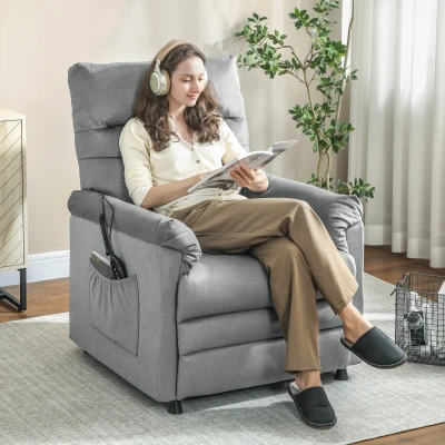 HOMCOM Sillón Relax Reclinable Eléctrico con Calor Lumbar Masaje Vibración Motor Silencioso Función de Memoria Gris