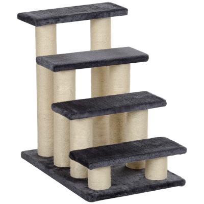 Pawhut 59cm Cat Tree Scratching Post Ladder for Kitty Portable Grey