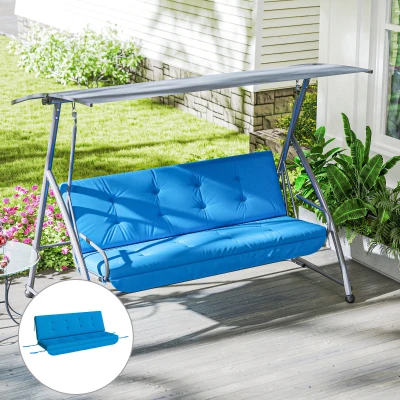 Outsunny Auflagen-Set für Hollywoodschaukel 170 cm Stuhlkissen Schaukelauflage Sitzkissen Gartenschaukel Gartenpolster Rückenkissen Seitenkissen Blau