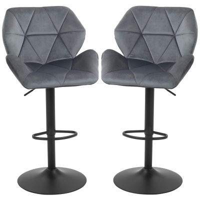 HOMCOM Tabourets de Bar Velours Pivotants Réglables Lot de 2
