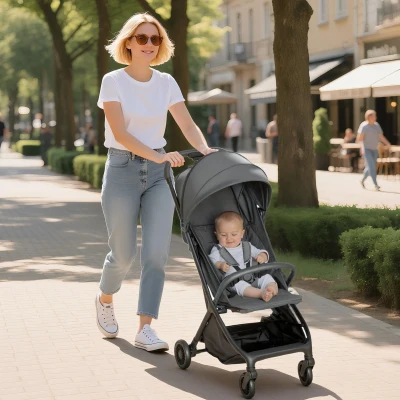 AIYAPLAY Foldable Baby Stroller Lightweight Dark Grey