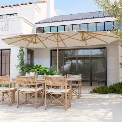 Outsunny Parasol Double 455x265cm Rectangulaire UPF30+ Acier Polyester