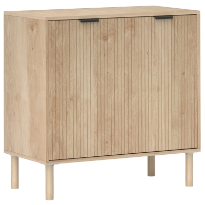 HOMCOM Aparador de Salón Aparador con Estante Ajustable 2 Puertas Sistema Anti-vuelco y Patas de Madera 78x40x77,5 cm Roble