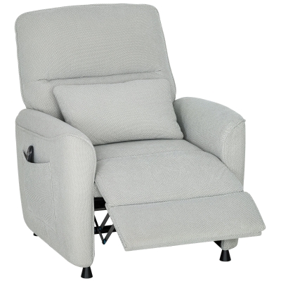 HOMCOM Sillón Reclinable con Calefacción, 8 Puntos de Masaje y 5 Modalidades, Tejido Chenilla, Gris Claro