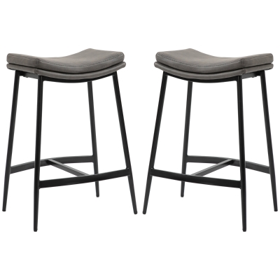 HOMCOM Lot 2 Tabourets Bar Rembourrés Acier 120kg Gris