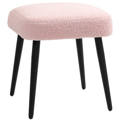 HOMCOM Hocker, Fußstütze, gepolsterter Sitz, Kaschmir-Optik, Stahlbeine, 42 x 42 x 44 cm, Rosa