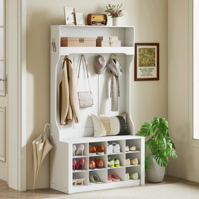 HOMCOM Attaccapanni 100cm x 35cm x 172,2cm Bianco