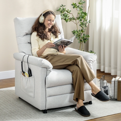 HOMCOM Sillón Reclinable con Reposapiés, Calefacción, 8 Puntos de Masaje y 5 Modalidades, Tela de Terciopelo, Gris