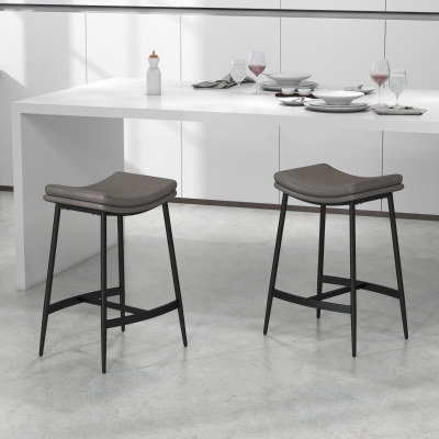 HOMCOM Sgabelli da bar 48,5cm x 38,5cm x 68,5cm Grigio