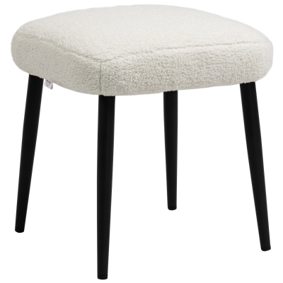 HOMCOM Hocker, Sitzhocker, Kaschmir-Optik, Fußhocker, Creme-Weiß