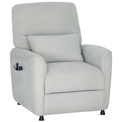 HOMCOM Fauteuil Inclinable Massage Chauffant Tissu Gris Clair