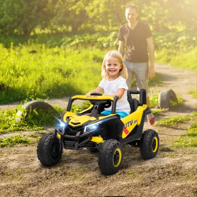 AIYAPLAY Kinder-Elektroauto UTV 12 V, Kinder-Elektro-Buggy mit Fernbedienung, 96 x 61 x 56 cm, Gelb