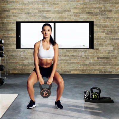 SPORTNOW Pesas Rusas de 2,2kg 4,5kg 6,8kg Relleno de Arena con Mango Ancho Antideslizante para Ejercicios y Entrenamiento Negro