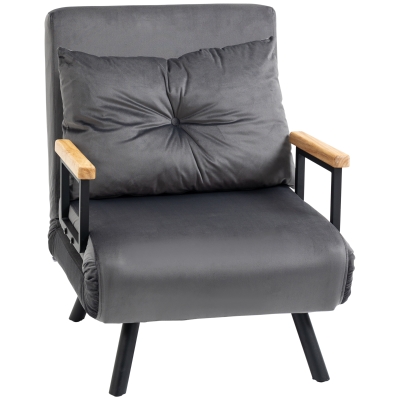 HOMCOM Relaxsessel im Skandidesign, Liegesessel, Lesesessel. ink. Kissen mit Knopfhefung, Schwarz + Natur