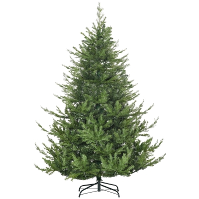 HOMCOM Christmas Tree, Artificial Fir Tree, Realistic Appearance, Quick Assembly, Plastic, Green, 136 x 136 x 180cm