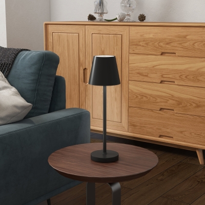 HOMCOM Candeeiro de Mesa com Luzes LED Candeeiro de Mesa Sem Fios Recarregável por USB-C 3 Cores Ø11,2x36,5 cm Preto