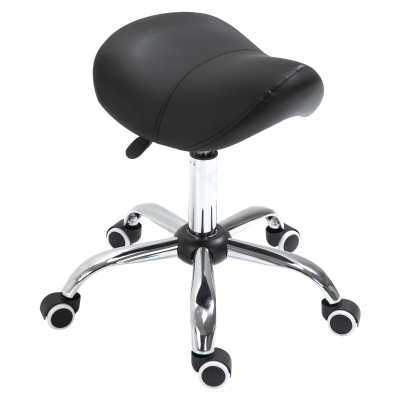 HOMCOM Saddle Stool Work Stool Swivel Stool Rolling Stool Beauty Stool Padded Height Adjustable (Black)