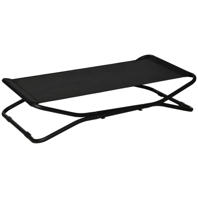 PawHut Dog Bed Outdoor, Raised Dog Bed for Small and Medium Dogs, Cooling Pet Bed with Sturdy Steel Frame, Portable Standing Pet Bed, 111 x 65.5 x 19 cm, Black
