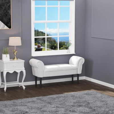 HOMCOM Bed Bench, Upholstered Bench, Seating Bench, Hallway Bench for Bedroom, Holds up to 130 kg, Sailcloth, Gray, 102 x 36 x 51 cm