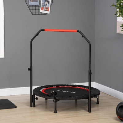 HOMCOM Trampoline Fitness Ø102cm Pliable avec Poignée Noir