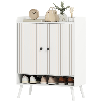 HOMCOM Meuble à Chaussures 15 Paires Étagères Ajustables Blanc