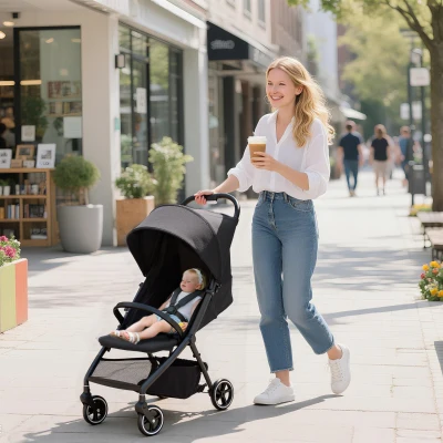 AIYAPLAY Carrito para Bebé Plegable con Respaldo Reclinable Reposapiés Ajustable Capota Cesta Arnés Carga 15 kg Gris Oscuro