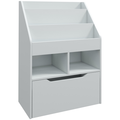HOMCOM Kinderregal mit Schublade, Bücherregal mit Fächern, 60 x 29,9 x 90 cm, Grau