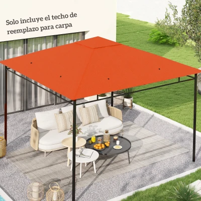 Outsunny Techo de Repuesto 300x300 cm para Cenador de Jardín Cubierta de Repuesto de Gazebo Pabellón Exterior con 8 Orificios de Drenaje y Ventilación Naranja