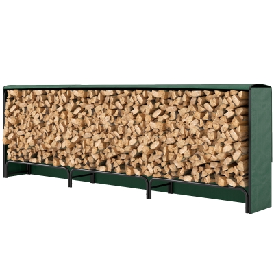 Outsunny Range-Bûches Métal 1m³ Ajustable avec Couverture PE Noir