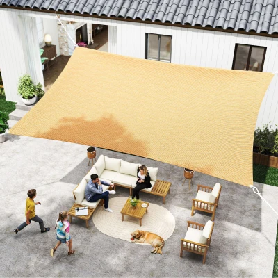 Outsunny Toldo Vela Rectangular 4x6 m con Anti-UV Anillas de Acero Inoxidable y Cuerdas de Nylon para Jardín Patio Arena