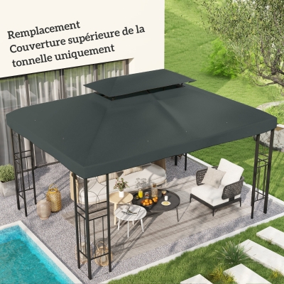 Outsunny Toile Pavillon 3x4m Polyester Gris Haute Densité