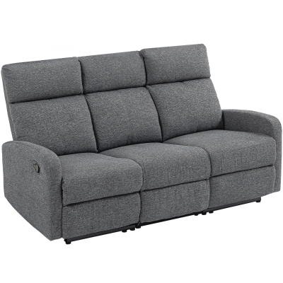 HOMCOM Sofá 3 Plazas Reclinable de forma Independiente con Revestimiento de Felpa Gris, 179x91x98 cm