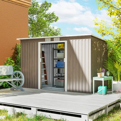 Garden Storage Shed 280cm x 130cm x 172cm Grey